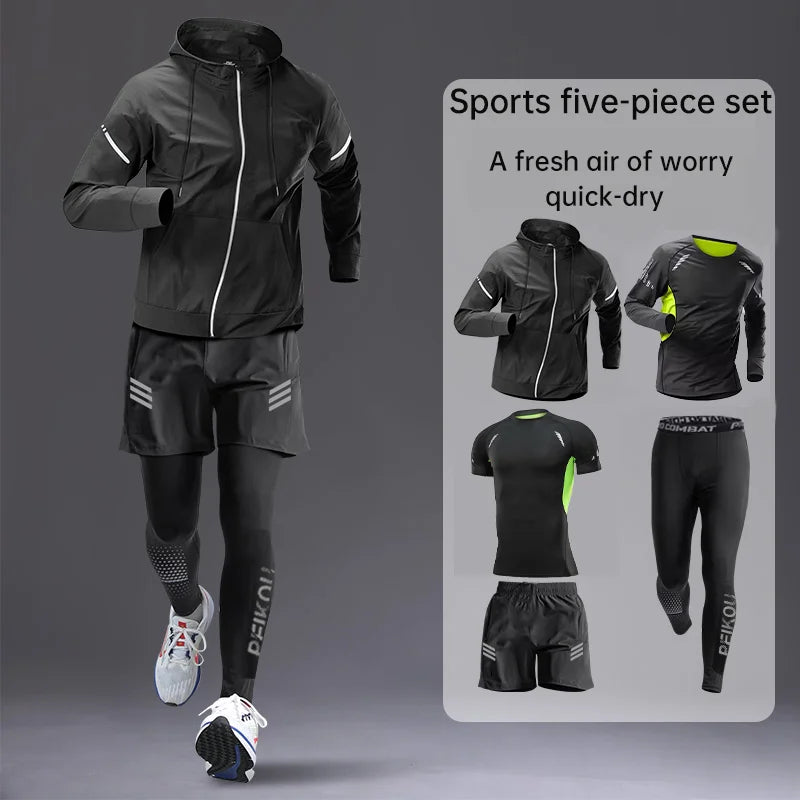 Sports suit men's running equipment 2025 Spring/Summer new training morning run outdoor tight fitness wear