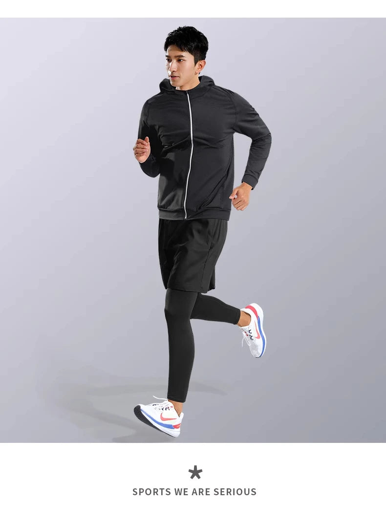 Sports suit men's running equipment 2025 Spring/Summer new training morning run outdoor tight fitness wear