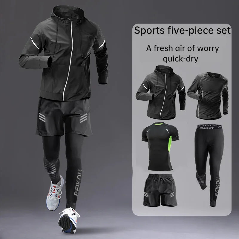 Sports suit men's running equipment 2025 Spring/Summer new training morning run outdoor tight fitness wear