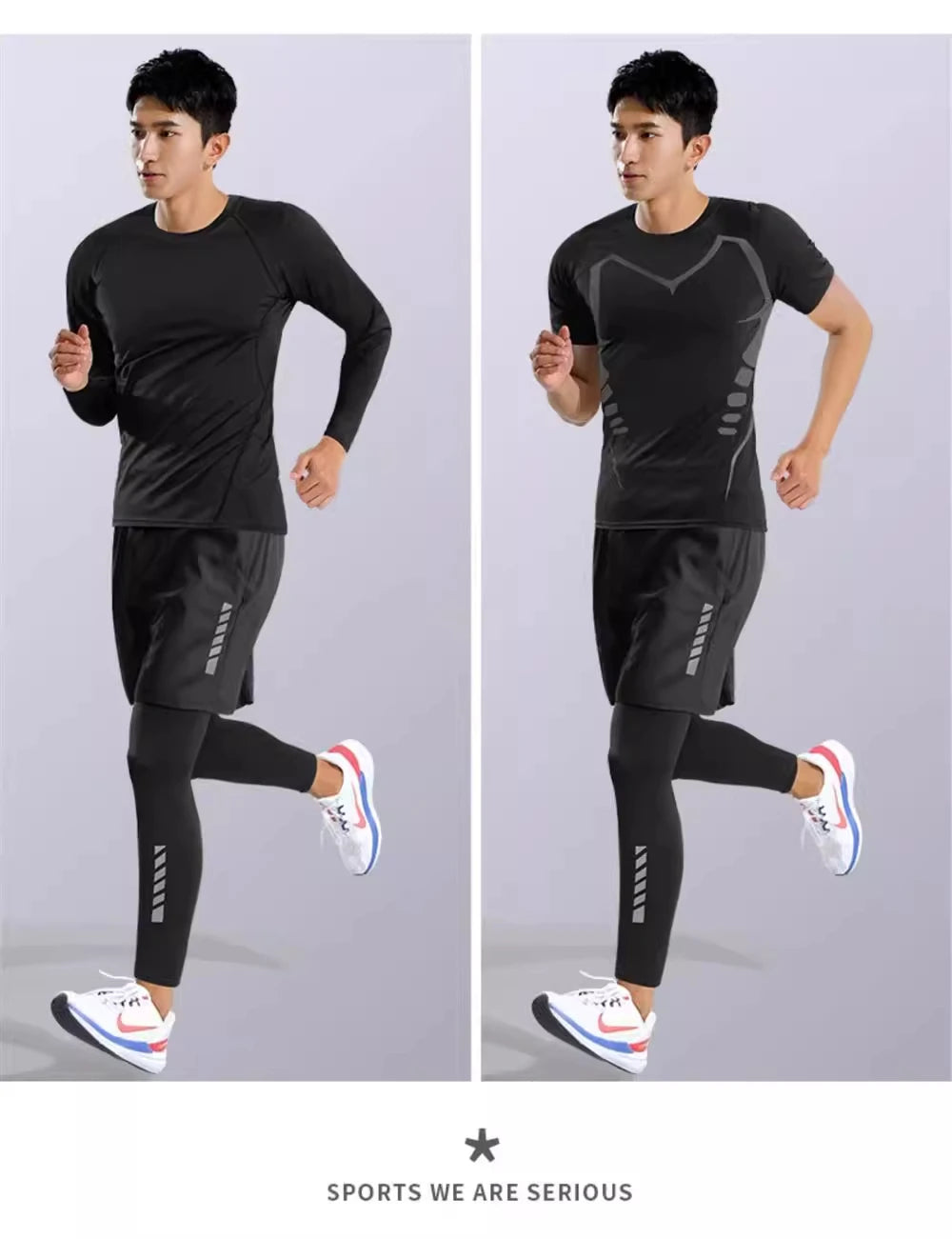 Sports suit men's running equipment 2025 Spring/Summer new training morning run outdoor tight fitness wear