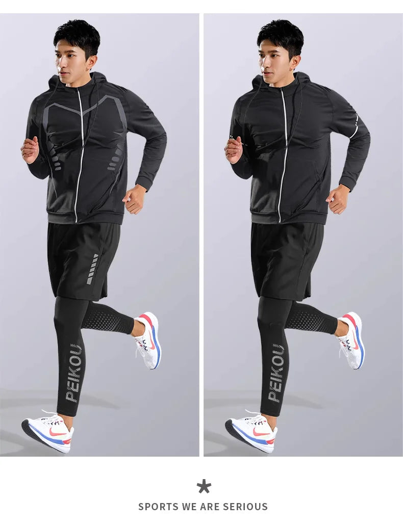 Sports suit men's running equipment 2025 Spring/Summer new training morning run outdoor tight fitness wear