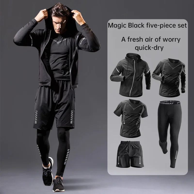 Sports suit men's running equipment 2025 Spring/Summer new training morning run outdoor tight fitness wear