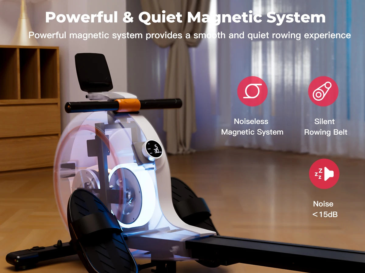 Home Rowing Machine 32Level Adjustable Resistance 300LBS Trainer Row Machine LED Monitor Tablet Holder Bluetooh Fitness Machine