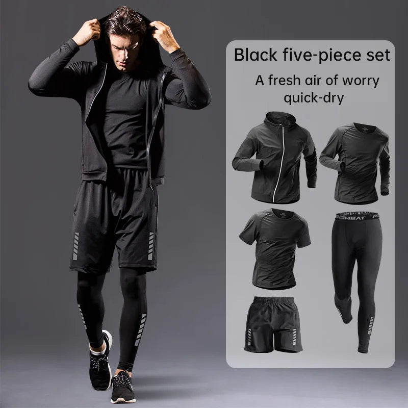 Sports suit men's running equipment 2025 Spring/Summer new training morning run outdoor tight fitness wear