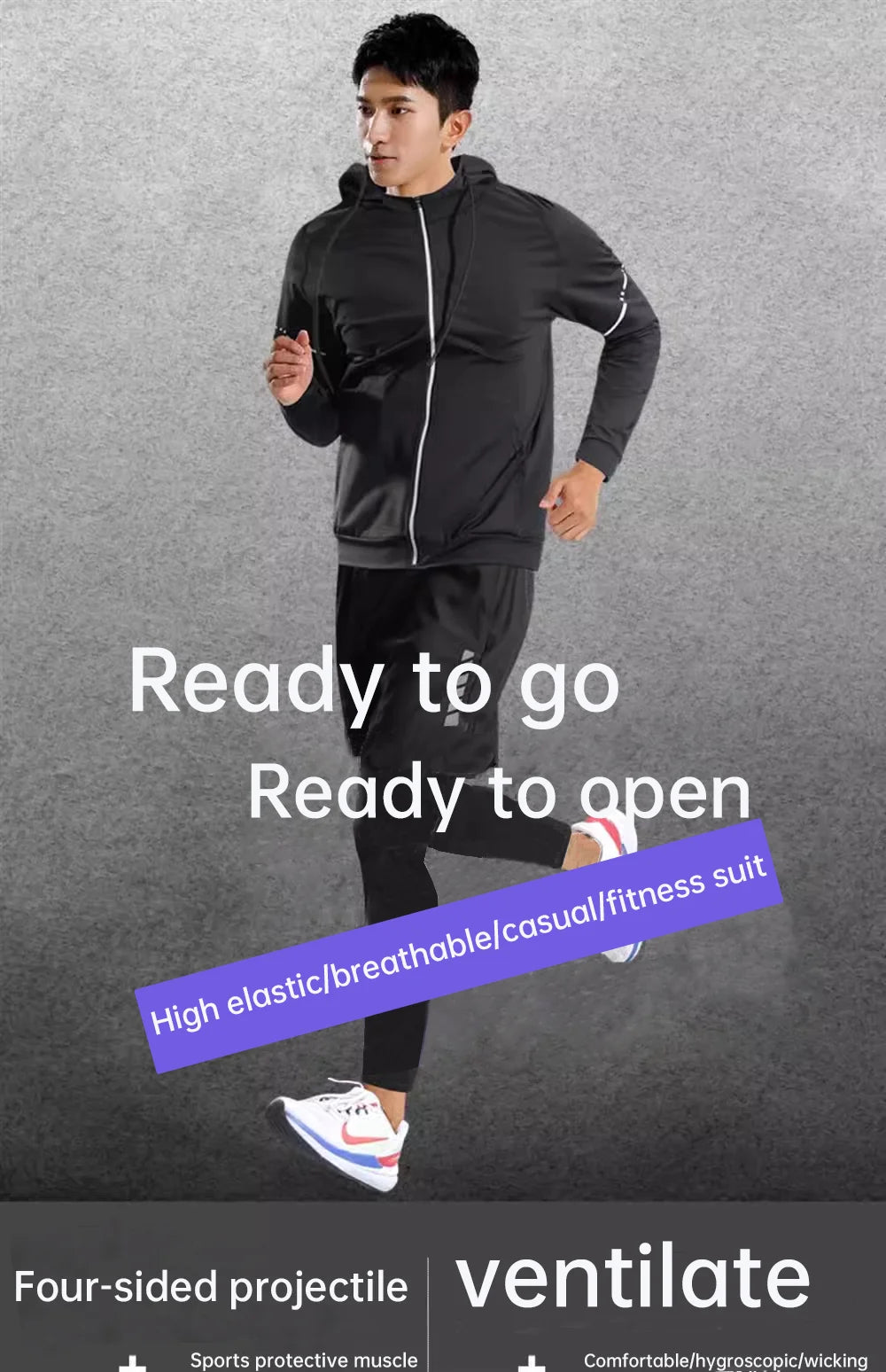 Sports suit men's running equipment 2025 Spring/Summer new training morning run outdoor tight fitness wear