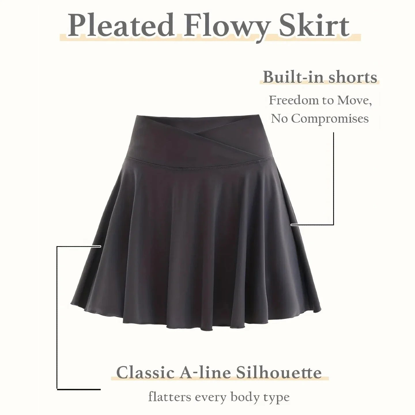 3Pack Women's 2-in-1 Pleated Tennis Skirt with Pocket , Mini Skirt Pants for Running, Fitness, Tennis