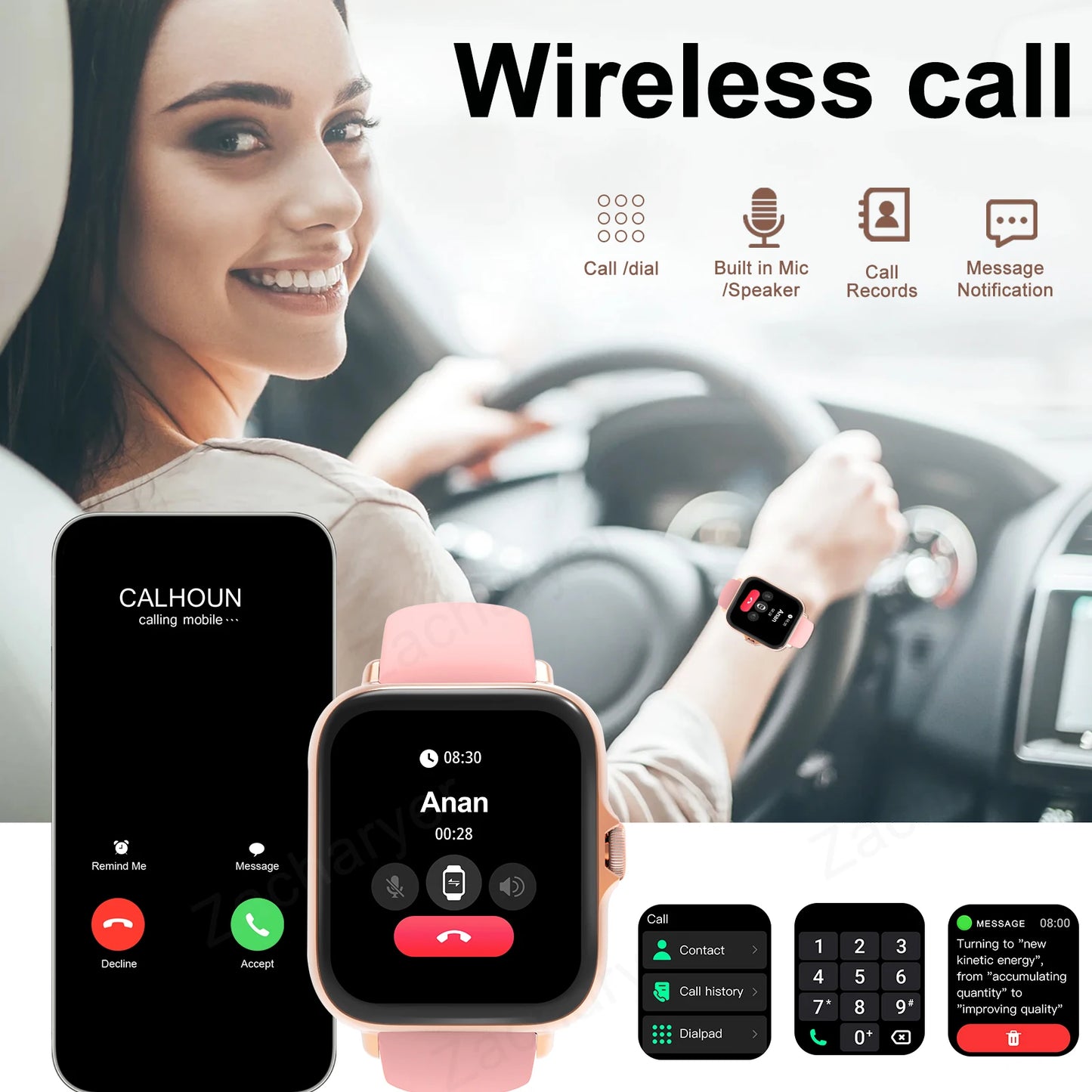 Sports Watches Smartwatch Bluetooth Call Touch Dial for Android iPhone Music Fitness Tracker Sports Watches