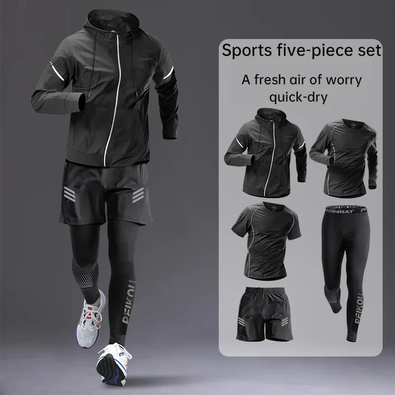 Sports suit men's running equipment 2025 Spring/Summer new training morning run outdoor tight fitness wear