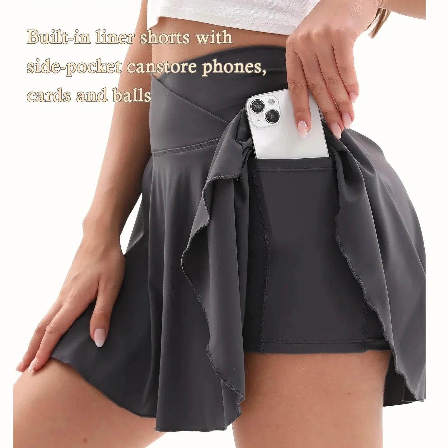 3Pack Women's 2-in-1 Pleated Tennis Skirt with Pocket , Mini Skirt Pants for Running, Fitness, Tennis