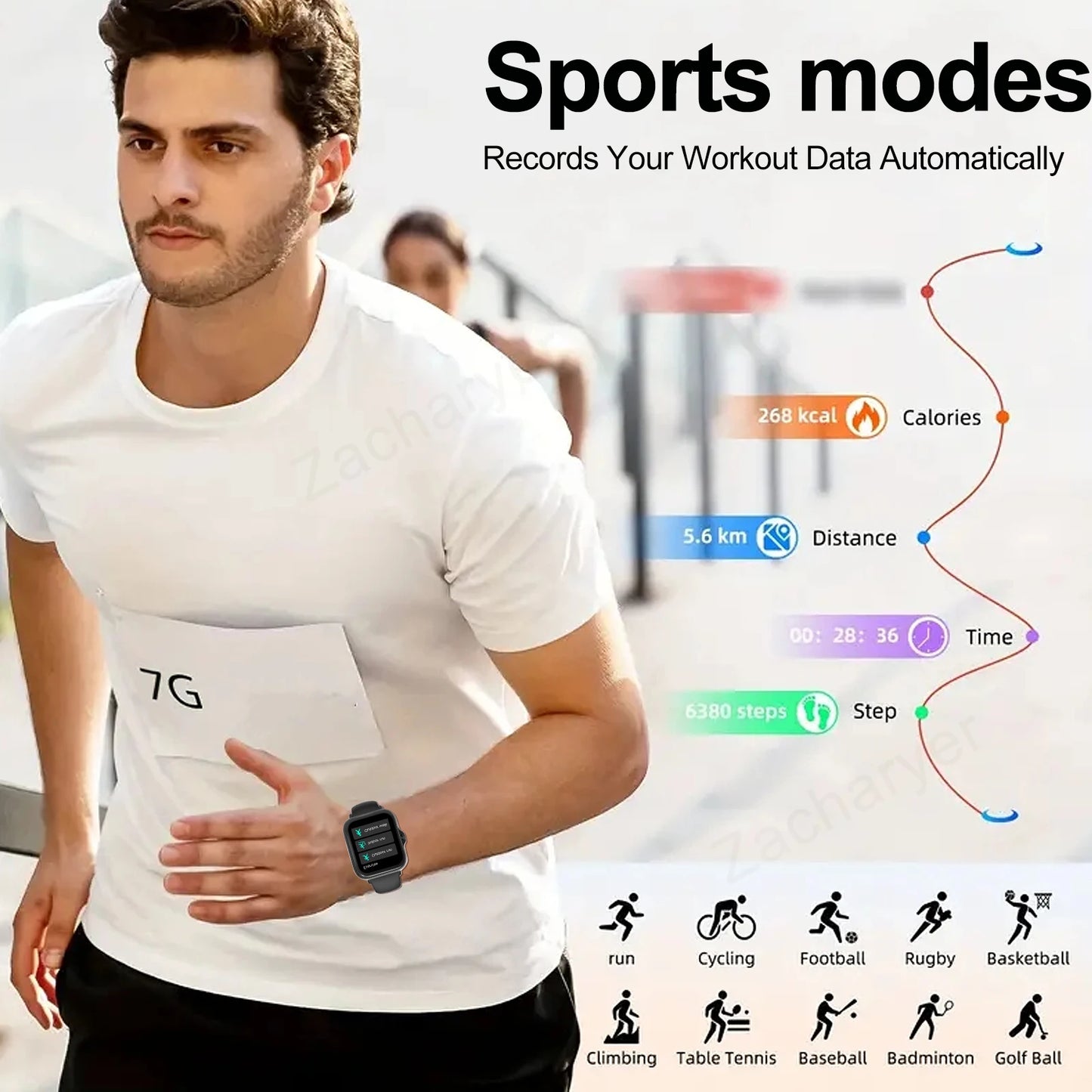 Sports Watches Smartwatch Bluetooth Call Touch Dial for Android iPhone Music Fitness Tracker Sports Watches