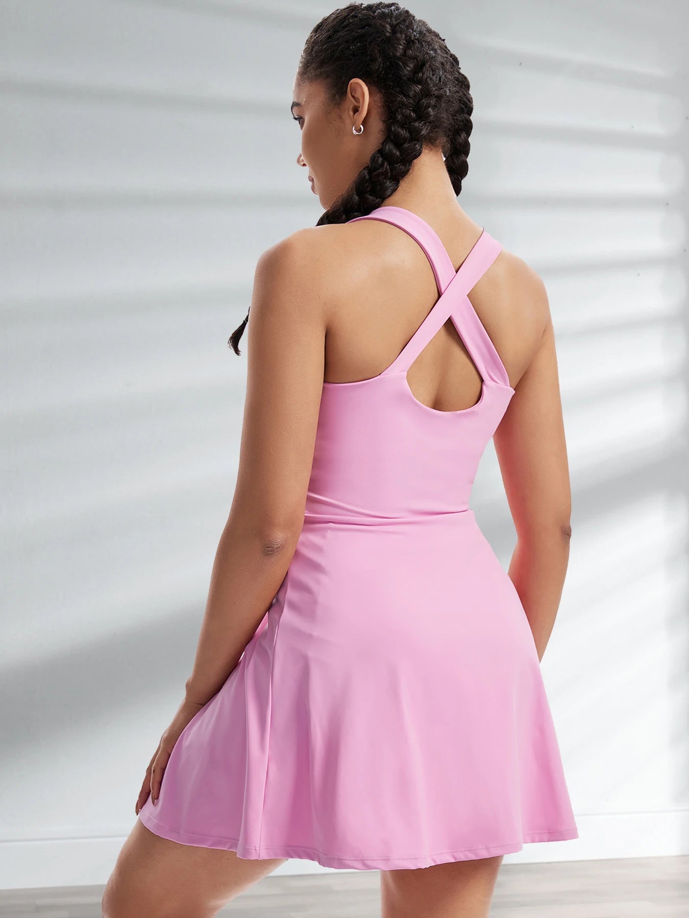 Womens V Neck Tennis Dress with Pocket Underneath Workout Dress Built-in Shorts Athletic Dresses Golf Dress Exercise Dress